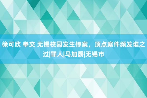 徐可欣 拳交 无锡校园发生惨案，顶点案件频发谁之过|罪人|马加爵|无锡市