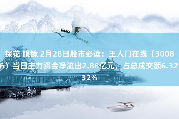 探花 眼镜 2月28日股市必读：王人门在线（300846）当日主力资金净流出2.86亿元，占总成交额6.32%
