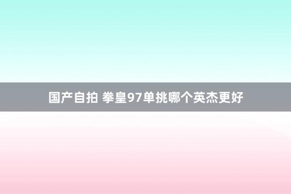 国产自拍 拳皇97单挑哪个英杰更好