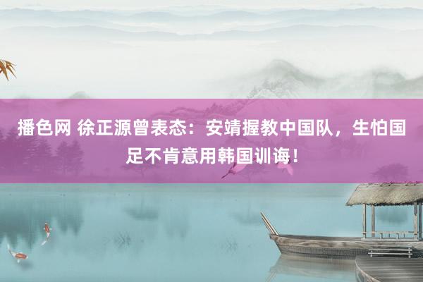 播色网 徐正源曾表态：安靖握教中国队，生怕国足不肯意用韩国训诲！