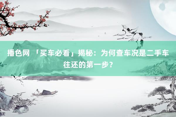 播色网 「买车必看」揭秘：为何查车况是二手车往还的第一步？