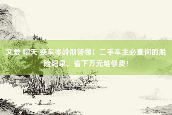 文爱 聊天 换车岑岭期警惕！二手车主必查询的脱险纪录，省下万元维修费！