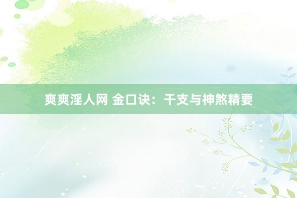 爽爽淫人网 金口诀：干支与神煞精要